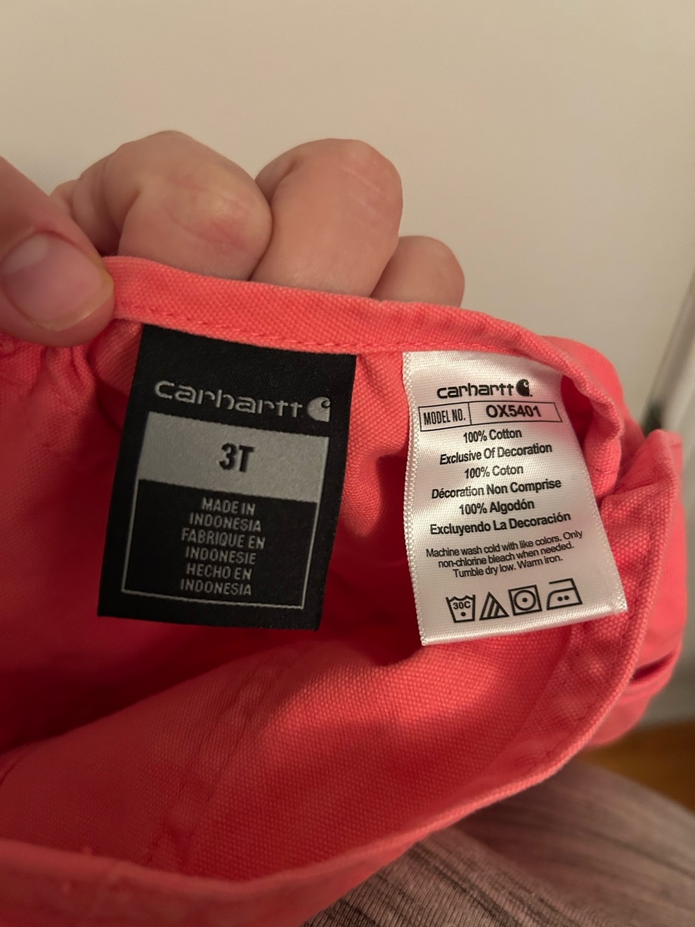 Carhartt Kids' Pink Short Overalls | 3T - Picture 4 of 4
